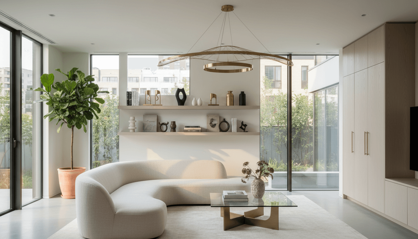 Bright modern residential interior with luxury finishes and architectural detail