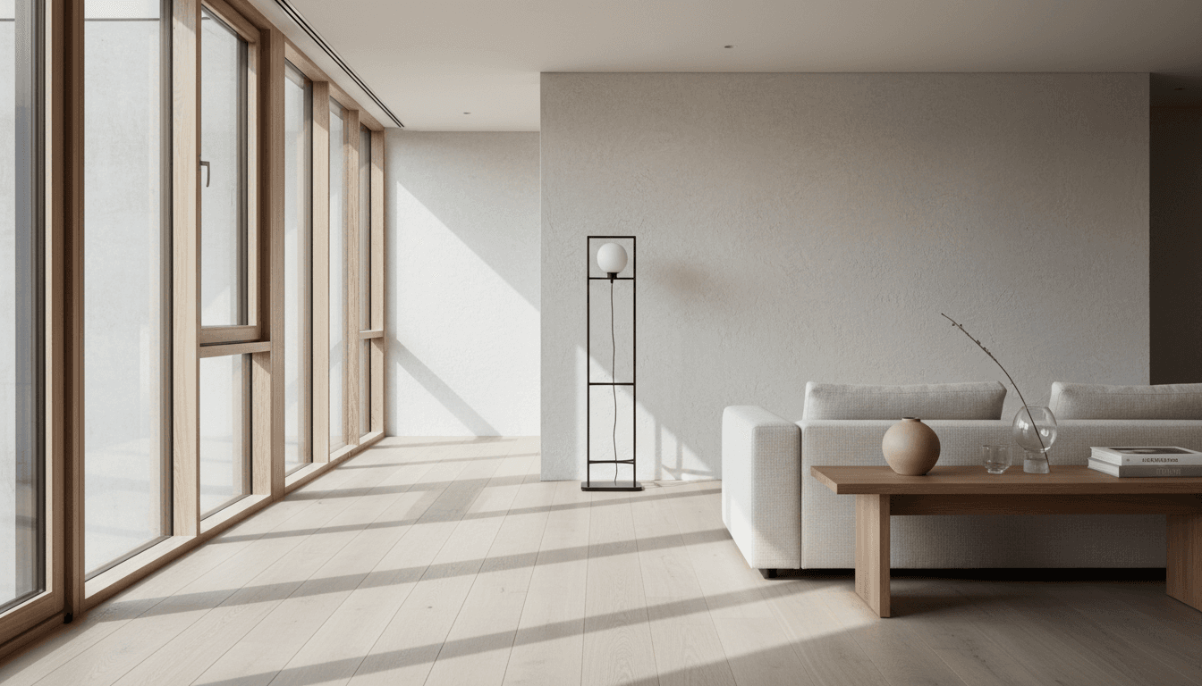 Modern luxury home interior with bright windows and contemporary design elements